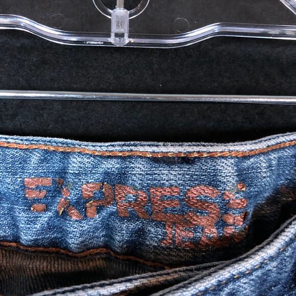 Express Womens Jeans Blue Denim Mid Rise Bootcut Casual Stretch 10 Long - Picture 4 of 12